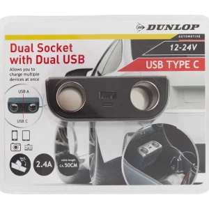 Dunlop Auto Accessoires> Dubbele Auto-Stekkerdoos